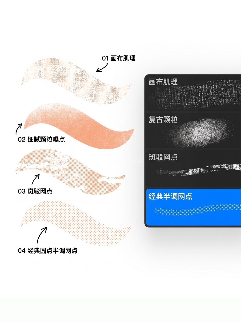 4支复古肌理网点Procreate笔刷